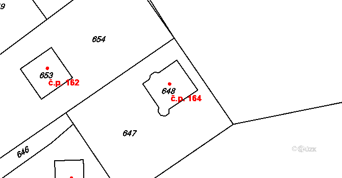 Olbramice 164 na parcele st. 648 v KÚ Olbramice, Katastrální mapa
