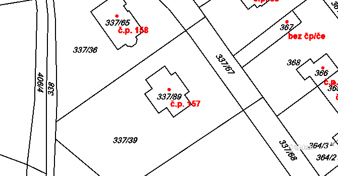 Valtířov 157, Velké Březno na parcele st. 337/89 v KÚ Valtířov nad Labem, Katastrální mapa