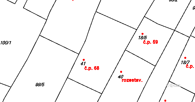 Velká 68, Milevsko na parcele st. 41 v KÚ Velká u Milevska, Katastrální mapa