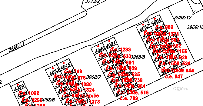 Chomutov 743 na parcele st. 4047 v KÚ Chomutov I, Katastrální mapa