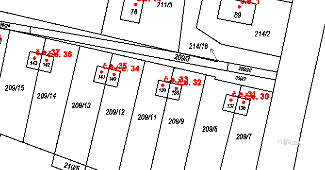 Rašovice 33, Týniště nad Orlicí na parcele st. 139 v KÚ Rašovice u Týniště nad Orlicí, Katastrální mapa