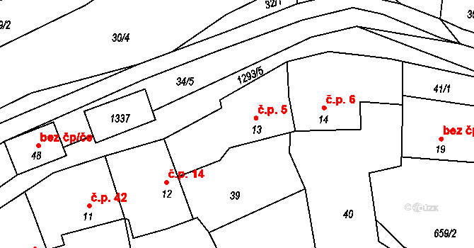 Číchov 5 na parcele st. 13 v KÚ Brtnický Číchov, Katastrální mapa