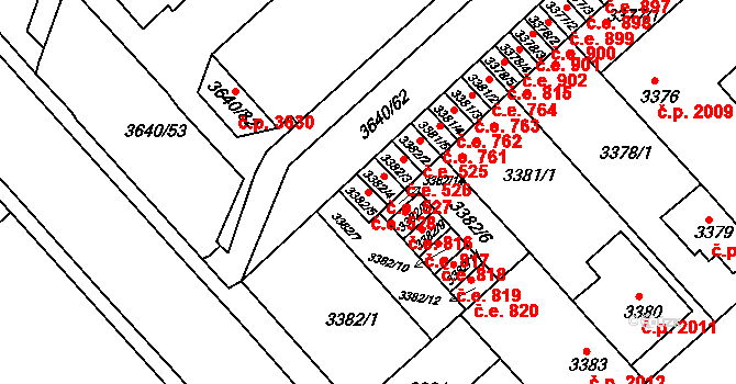 Znojmo 528 na parcele st. 3382/5 v KÚ Znojmo-město, Katastrální mapa
