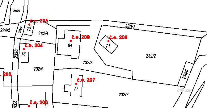 Chlístov 209, Hořičky, Katastrální mapa