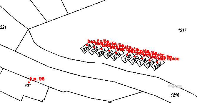 Čáslav 38259940 na parcele st. 2264 v KÚ Čáslav, Katastrální mapa