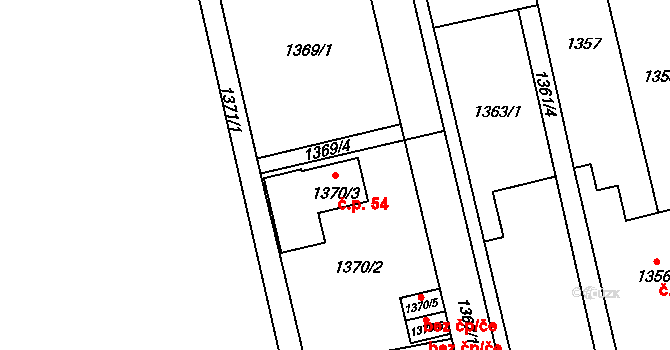 Kylešovice 54, Opava na parcele st. 1370/3 v KÚ Kylešovice, Katastrální mapa