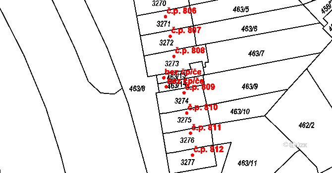 Třinec 46481940 na parcele st. 463/14 v KÚ Lyžbice, Katastrální mapa
