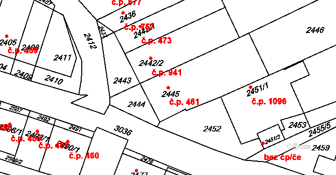 Nivnice 461 na parcele st. 2445 v KÚ Nivnice, Katastrální mapa
