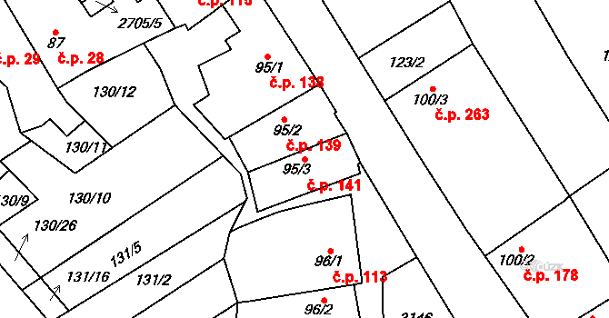 Zlechov 141 na parcele st. 95/3 v KÚ Zlechov, Katastrální mapa