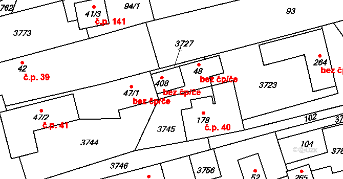 Drnovice 52081940 na parcele st. 408 v KÚ Drnovice u Valašských Klobouk, Katastrální mapa