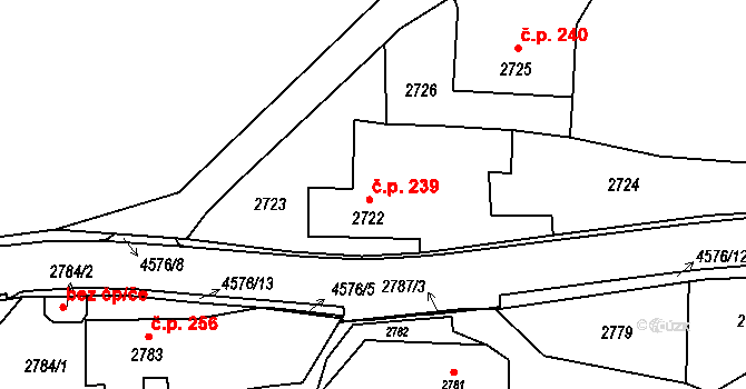 Třešť 239 na parcele st. 2722 v KÚ Třešť, Katastrální mapa