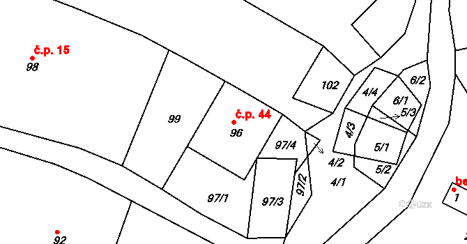Sychotín 44, Kunštát na parcele st. 96 v KÚ Sychotín, Katastrální mapa