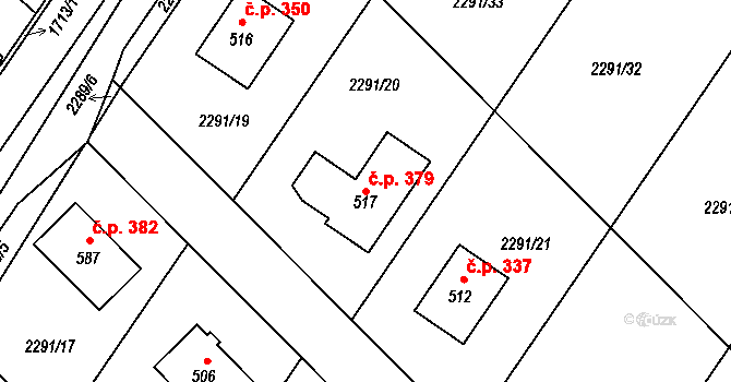 Tymákov 379 na parcele st. 517 v KÚ Tymákov, Katastrální mapa