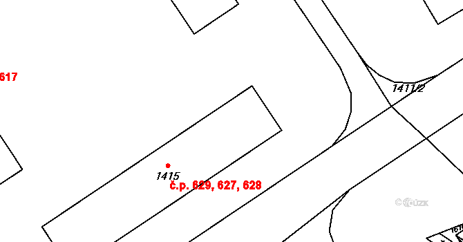 Butovice 627,628,629, Studénka na parcele st. 1415 v KÚ Butovice, Katastrální mapa