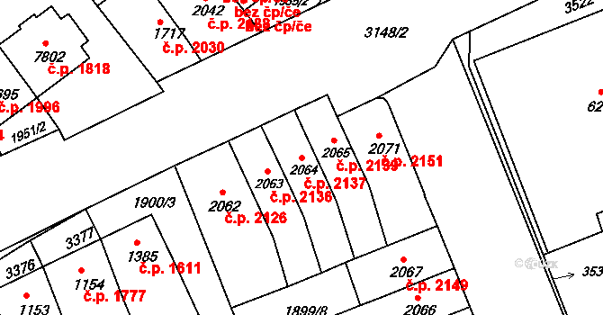 Kroměříž 2137 na parcele st. 2064 v KÚ Kroměříž, Katastrální mapa
