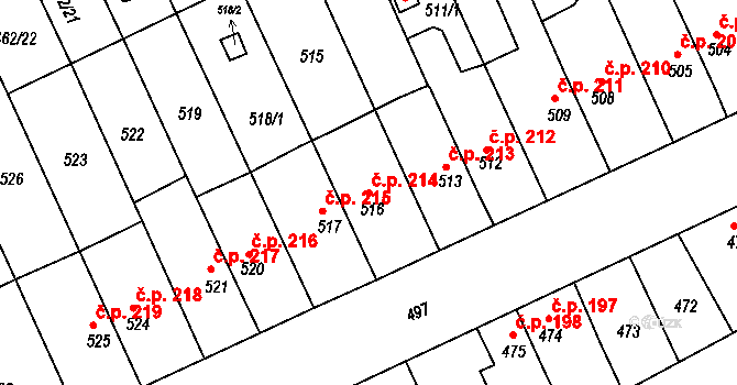 Holešov 214 na parcele st. 516 v KÚ Holešov, Katastrální mapa