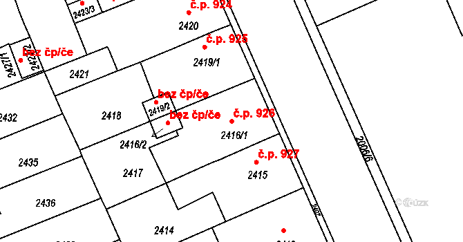 Holešov 926 na parcele st. 2416/1 v KÚ Holešov, Katastrální mapa