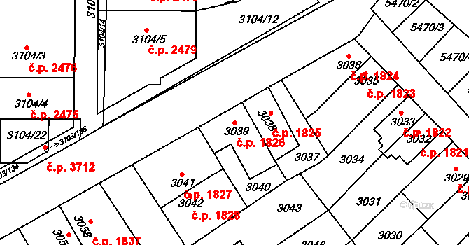 Znojmo 1826 na parcele st. 3039 v KÚ Znojmo-město, Katastrální mapa
