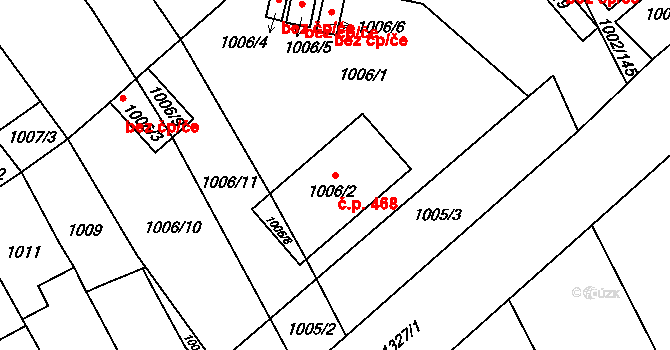 Brodek u Přerova 468 na parcele st. 1006/2 v KÚ Brodek u Přerova, Katastrální mapa