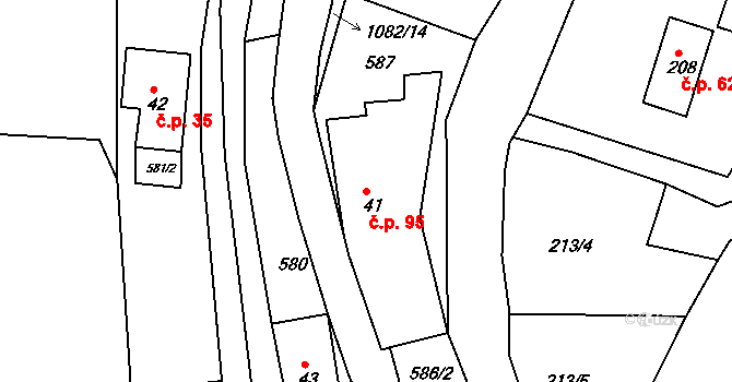 Rožany 95, Šluknov na parcele st. 41 v KÚ Rožany, Katastrální mapa