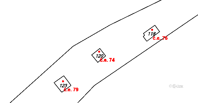 Doubrava 74, Chrášťany na parcele st. 120 v KÚ Doubrava nad Vltavou, Katastrální mapa