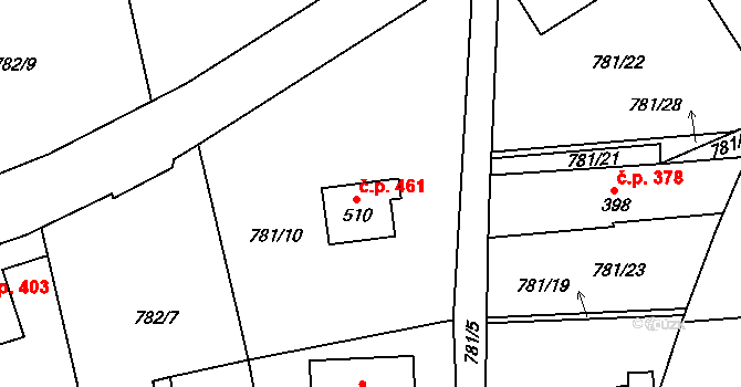 Kokonín 461, Jablonec nad Nisou na parcele st. 510 v KÚ Kokonín, Katastrální mapa