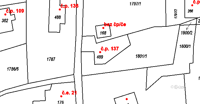 Huntířov 137, Skuhrov na parcele st. 489 v KÚ Skuhrov u Železného Brodu, Katastrální mapa