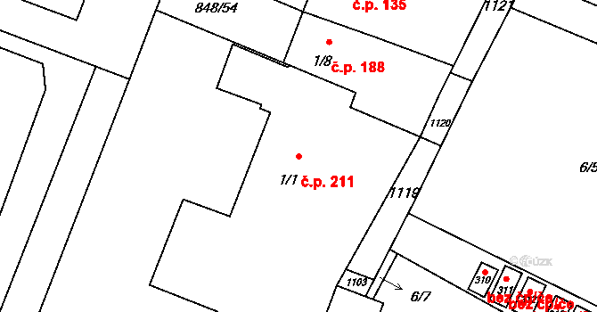 Černuc 211 na parcele st. 1/1 v KÚ Černuc, Katastrální mapa