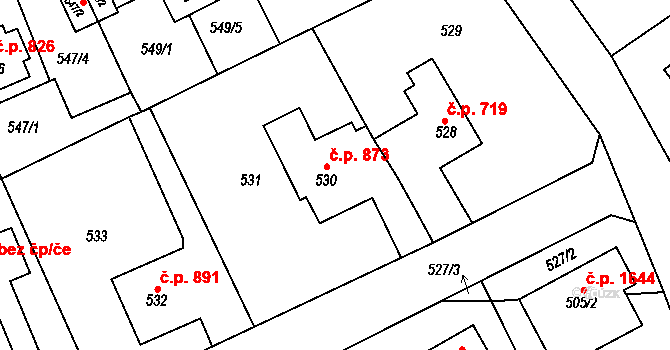 Roztoky 873 na parcele st. 530 v KÚ Roztoky u Prahy, Katastrální mapa