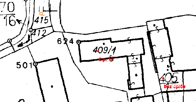 Volduchy 15 na parcele st. 409/1 v KÚ Volduchy, Katastrální mapa