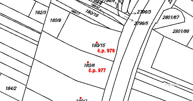 Svatobořice 976, Svatobořice-Mistřín na parcele st. 180/15 v KÚ Svatobořice, Katastrální mapa