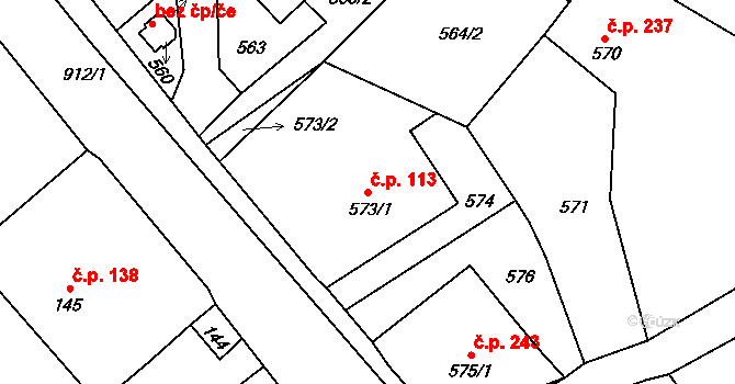 Janovice 113, Rýmařov na parcele st. 573/1 v KÚ Janušov, Katastrální mapa