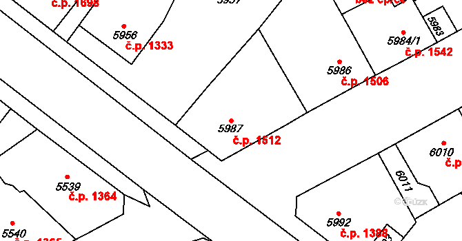 Kladno 1512 na parcele st. 5987 v KÚ Kladno, Katastrální mapa