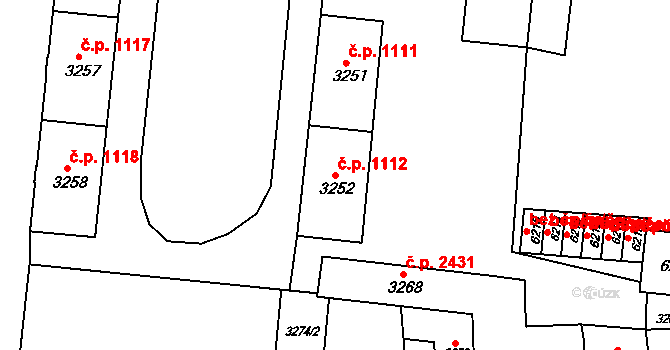 Pod Bezručovým vrchem 1112, Krnov na parcele st. 3252 v KÚ Krnov-Horní Předměstí, Katastrální mapa