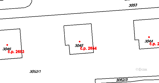 Kročehlavy 2654, Kladno na parcele st. 3045 v KÚ Kročehlavy, Katastrální mapa