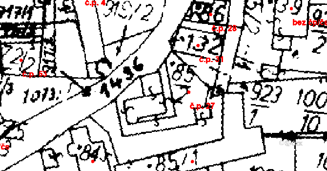 Zichovec 27 na parcele st. 85/2 v KÚ Zichovec, Katastrální mapa