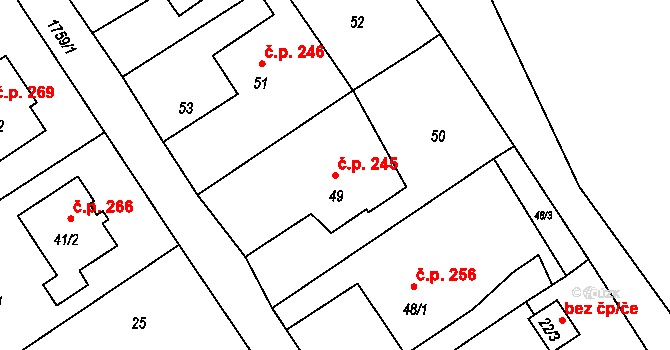 Třanovice 245 na parcele st. 49 v KÚ Třanovice, Katastrální mapa