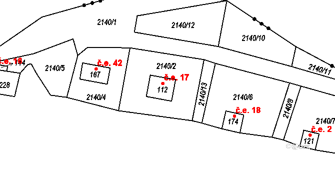 Damnov 17, Bor na parcele st. 112 v KÚ Damnov, Katastrální mapa