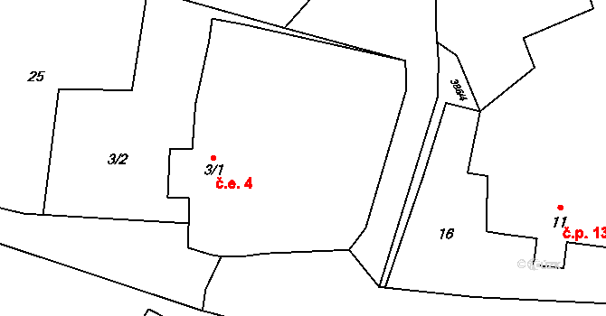 Horní Plezom 4, Ošelín na parcele st. 3/1 v KÚ Horní Plezom, Katastrální mapa