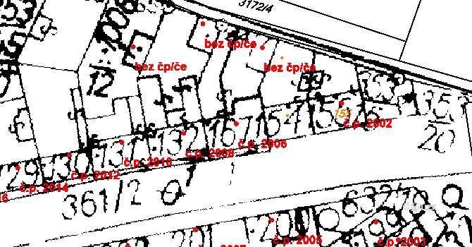 Podlusky 2006, Roudnice nad Labem na parcele st. 167/1 v KÚ Podlusky, Katastrální mapa