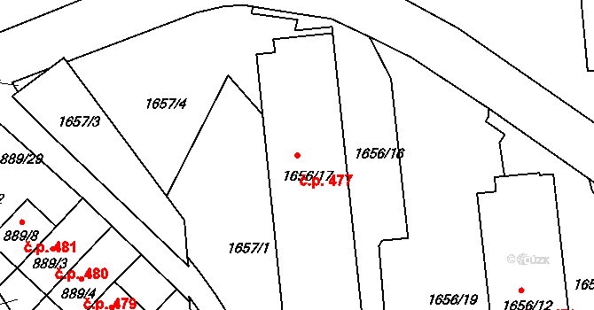 Podmoklice 477, Semily na parcele st. 1656/17 v KÚ Semily, Katastrální mapa