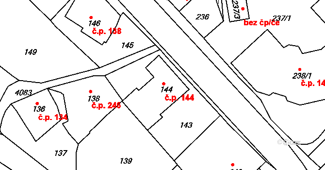Semily 144 na parcele st. 144 v KÚ Semily, Katastrální mapa