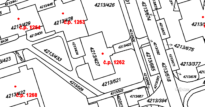 Lutyně 1262, Orlová na parcele st. 4213/427 v KÚ Horní Lutyně, Katastrální mapa
