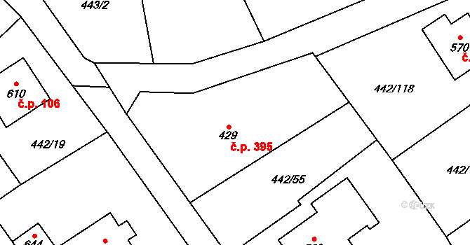 Solanec pod Soláněm 395, Hutisko-Solanec na parcele st. 429 v KÚ Solanec pod Soláněm, Katastrální mapa