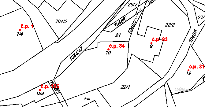 Vrchovina 84, Nová Paka na parcele st. 10 v KÚ Vrchovina, Katastrální mapa