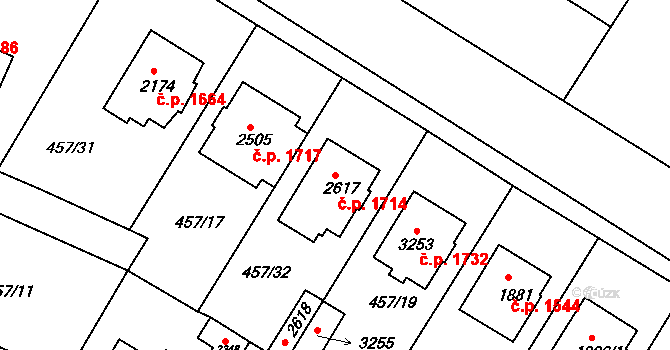 Lysá nad Labem 1714 na parcele st. 2617 v KÚ Lysá nad Labem, Katastrální mapa