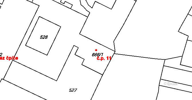 Chrudim II 11, Chrudim na parcele st. 666/1 v KÚ Chrudim, Katastrální mapa