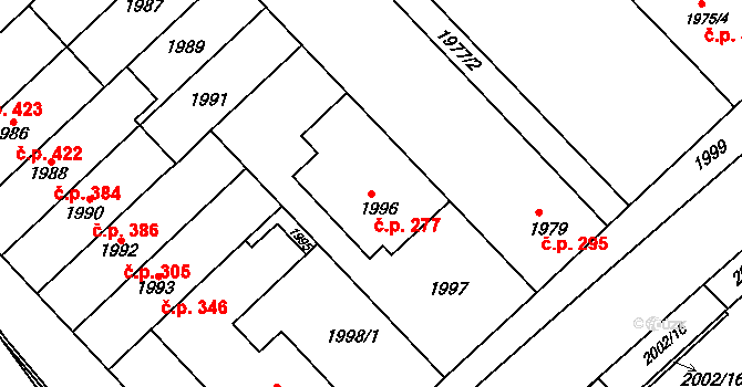 Slatina 277, Brno na parcele st. 1996 v KÚ Slatina, Katastrální mapa