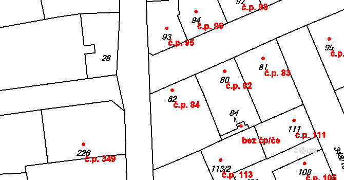 Černčice 84 na parcele st. 82 v KÚ Černčice u Loun, Katastrální mapa