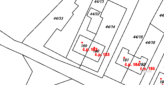 Žár 182 na parcele st. 189 v KÚ Žár u Nových Hradů, Katastrální mapa